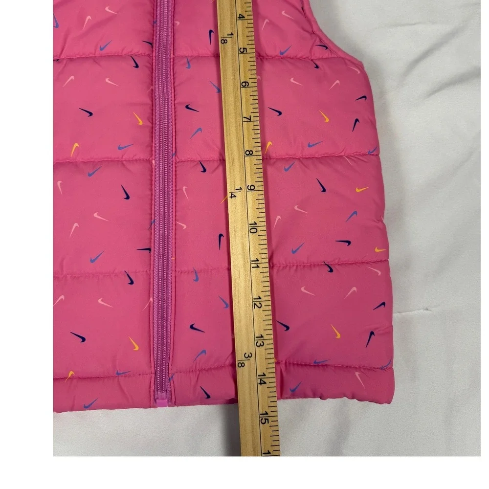 Nike‎ Toddler Girls Pink Multi Swoosh Puffer Vest Size 3T L650-U90 Full Zip